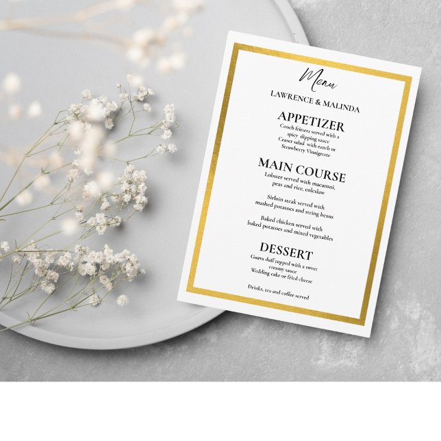 Menu Monogramme Or Mariage simple et élégant (Créateur téléchargé)