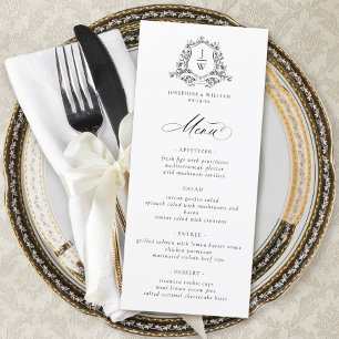 Menu Monogramme traditionnel Crest Floral Mariage éléga