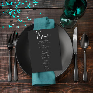 Menu Moody foncé minimal Mariage simple