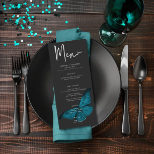 Menu Moody foncé minimaliste Mariage Moth Turquoise