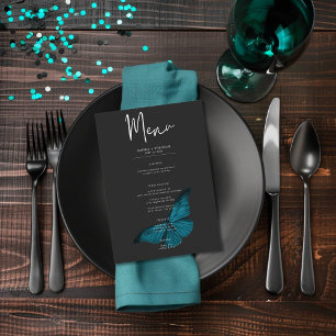 Menu Moody foncé minimaliste Mariage Moth Turquoise