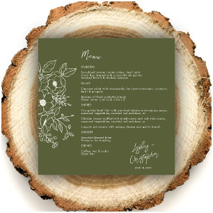 Menu Moss végétale végétale minimale Mariage vert