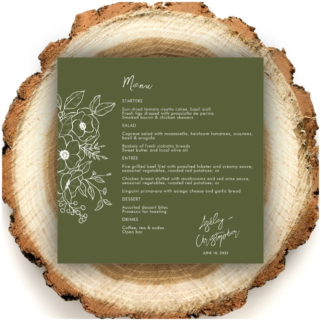 Menu Moss végétale végétale minimale Mariage vert (Créateur téléchargé)