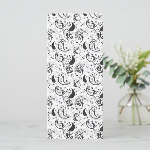 Menu Motif cachemire noir et blanc – Élégante œuvre d'a