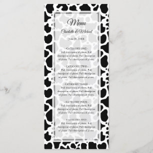 Menu Motif de vache Mariage Arrière - plan