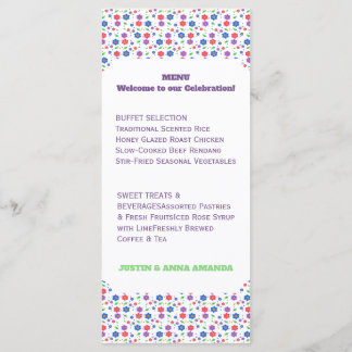 Menu Motif floral aquarelle vibrant Fleurs sauvages