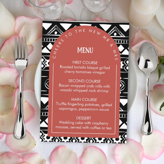 Menu Motif moderne Boho Mariage Arch Coral (Créateur téléchargé)
