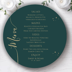 Menu Myssel Green Gold Sun Moon Stars Space Mariage
