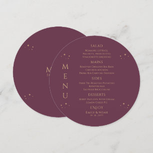 Menu Myssel Plum Gold Sun Moon Stars Space Mariage