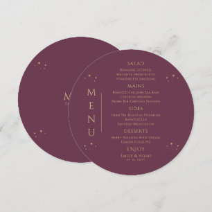 Menu Myssel Plum Gold Sun Moon Stars Space Mariage
