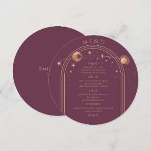 Menu Myssel Plum Gold Sun Moon Stars Space Mariage