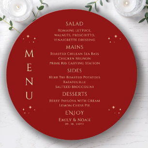 Menu Mystic Red Gold Sun Moon Stars Space Mariage