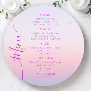 Menu Mystique coucher de soleil rose Lune étoiles Maria