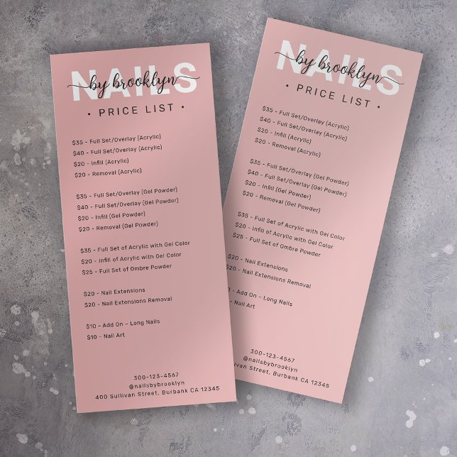 Menü "Nail Salon Price List Services" (Von Creator hochgeladen)