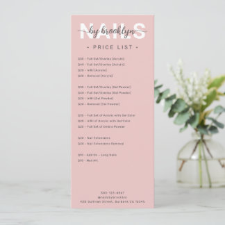 Menü "Nail Salon Price List Services" Einladung