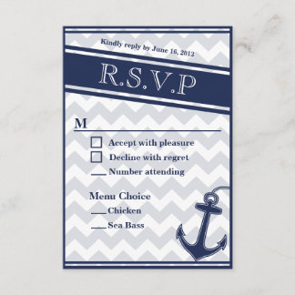 Menü "Nautical Zickzack Marine Blue UAWG" 2 Wahlmö RSVP Karte