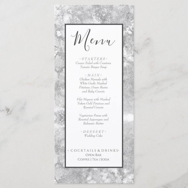 Menu Nautique Mariage Beach Aquarelle gris argent (Devant)