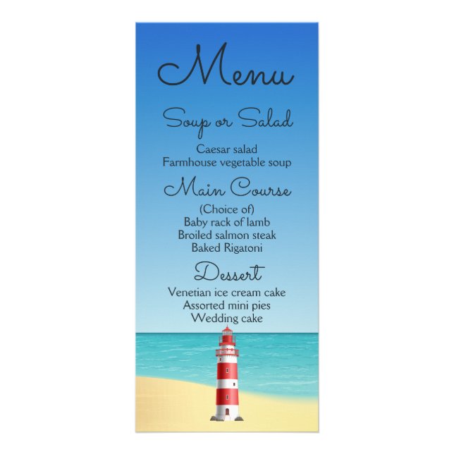 Menu nautique Plage Mariage phare Océan (Devant)