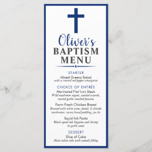 Menu Navy et Wood Rustic Boy Baptism Événement personna