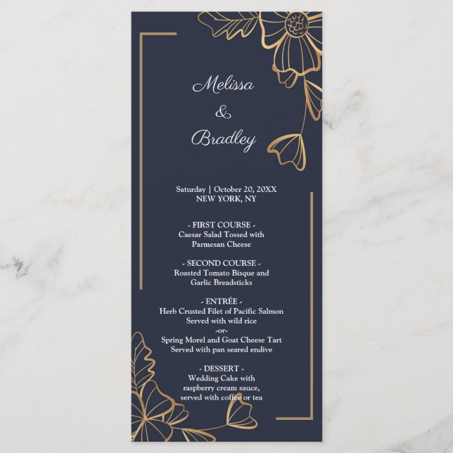 Menü "Navy & golden floral" Programm (Vorderseite)