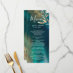 Menu Nébuleuse verte galaxie ciel nocturne feuille d'or