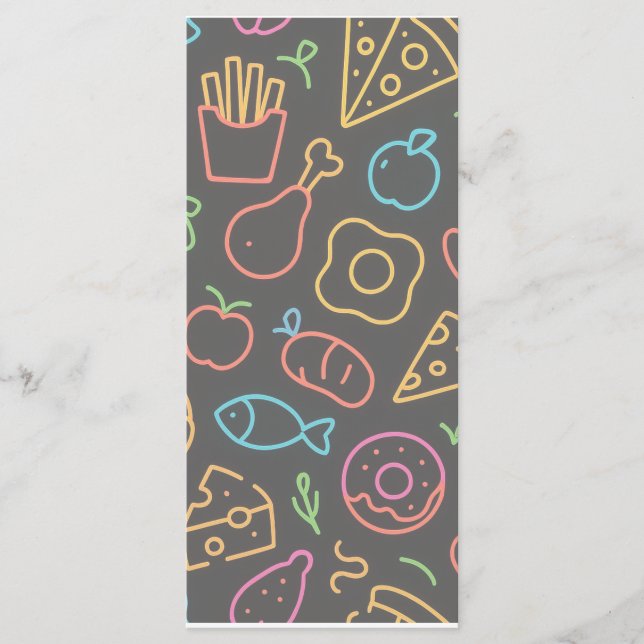 Menu Neon Food Outline Motif sans couture (Devant)