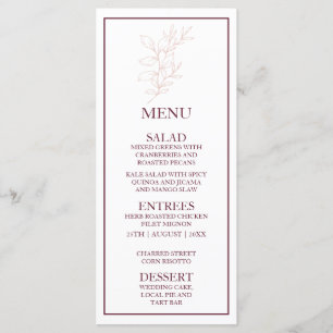 Menu Nettoyer la feuille blanche et rose simple Maria