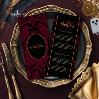 Menu Nevermore Damask | Bar Halloween gothique de Bourg