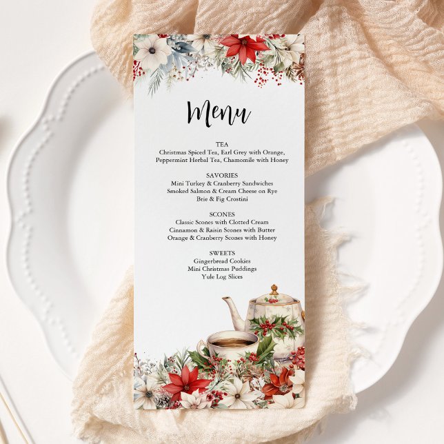 Menu Noël Floral après-midi Tea Fête (Créateur téléchargé)