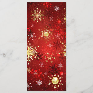 Menu Noël Golden Snowflakes sur Arrière - plan rouge