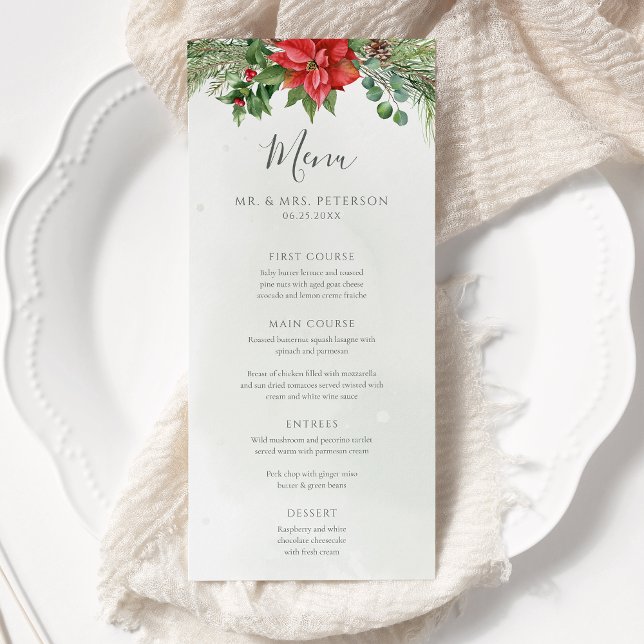 Menu Noël Poinsettia Mariage de verdure d'hiver (Créateur téléchargé)