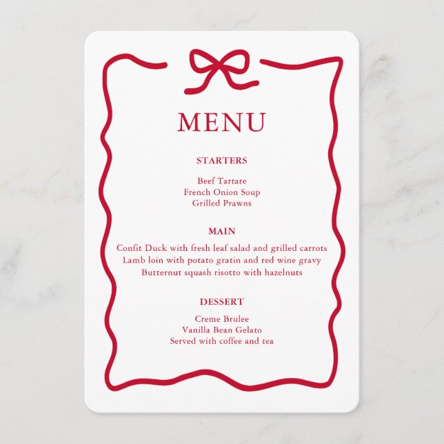 Menu Noël rouge moderne (Devant)