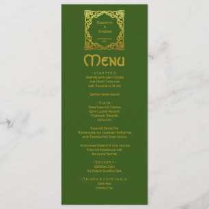 Menu Nœud Celtique Élégant Mariage Vert Or Faux Celtiqu