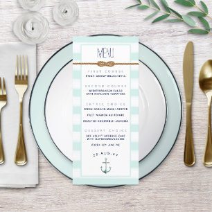 Menu Noeud nautique Formel Événement Mint & Blancs