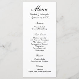 Menu Noir Blanc traditionnel Mariage classique