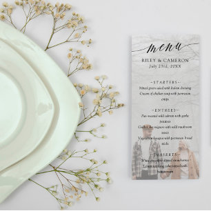 Menu Noir Delicate Calligraphie Élégant Mariage photo