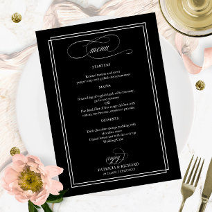 Menu Noir Et Blanc Élégant Mariage