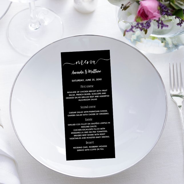 Menu noir et blanc mariage (Créateur téléchargé)