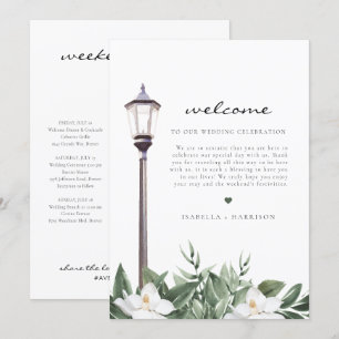 Menu NOLA Watercolor Magnolia Welcome Letter Timeline