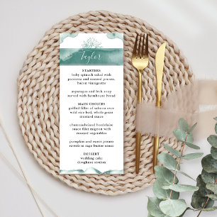 Menu Nom de l'invité, Vert, Mariage d'aquarelle Sage