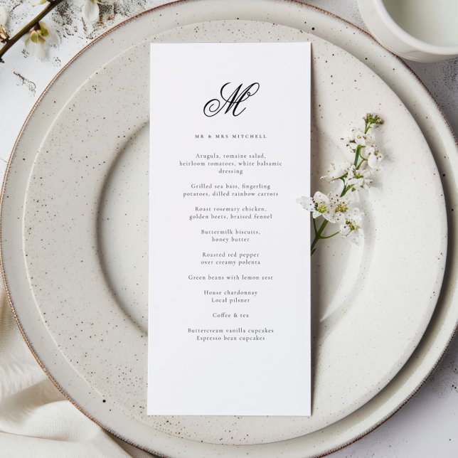 Menu Nom élégant Accueil Mariage initial (Créateur téléchargé)