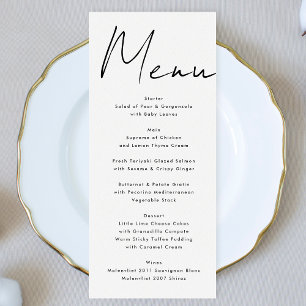 Menu Noms personnalisés modernes noir et blanc