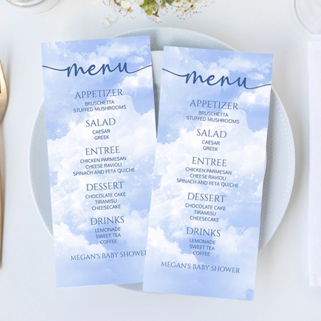 Menu Nous Sommes Sur Cloud Neuf Blue Baby shower Food M (Créateur téléchargé)
