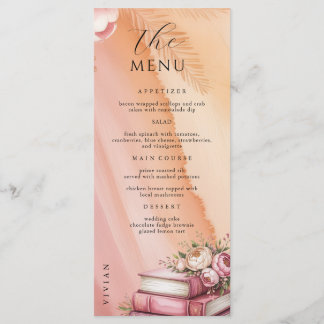 Menu Nouveau chapitre commence Floral Books Baby Shower