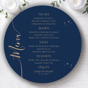 Menu Nuit de noces aux étoiles célestes Navy Or