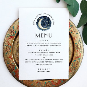 Menu Nuit lune minimaliste simple mariage céleste