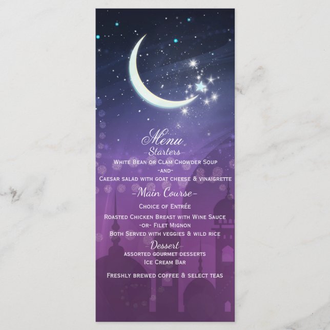 Menu Nuits Arabes Marocain Clair de Lune Violet (Devant)