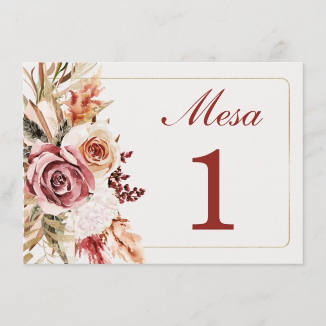 Menu Numeros de Mesa para Bodas (Devant)