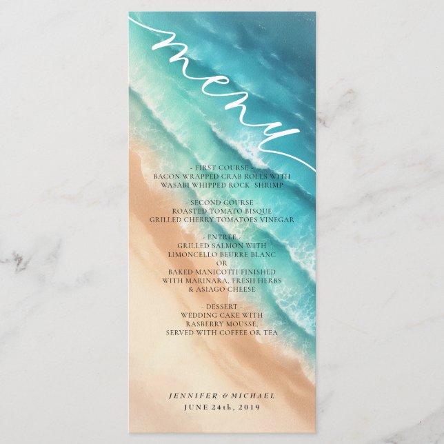 Menu Ocean Beach Watercolor Elegant (Devant)