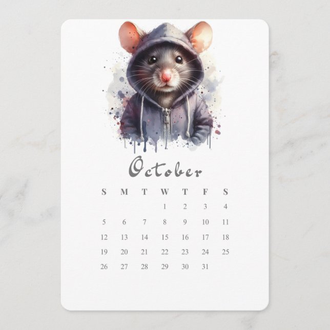 Menu Octobre Calendrier autonome Souris Souris Splash A (Devant)